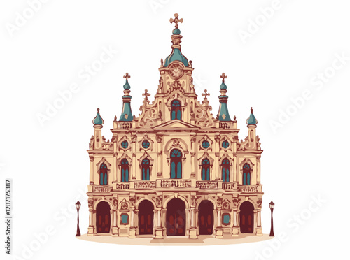 Intricate Baroque Architecture Vector Art