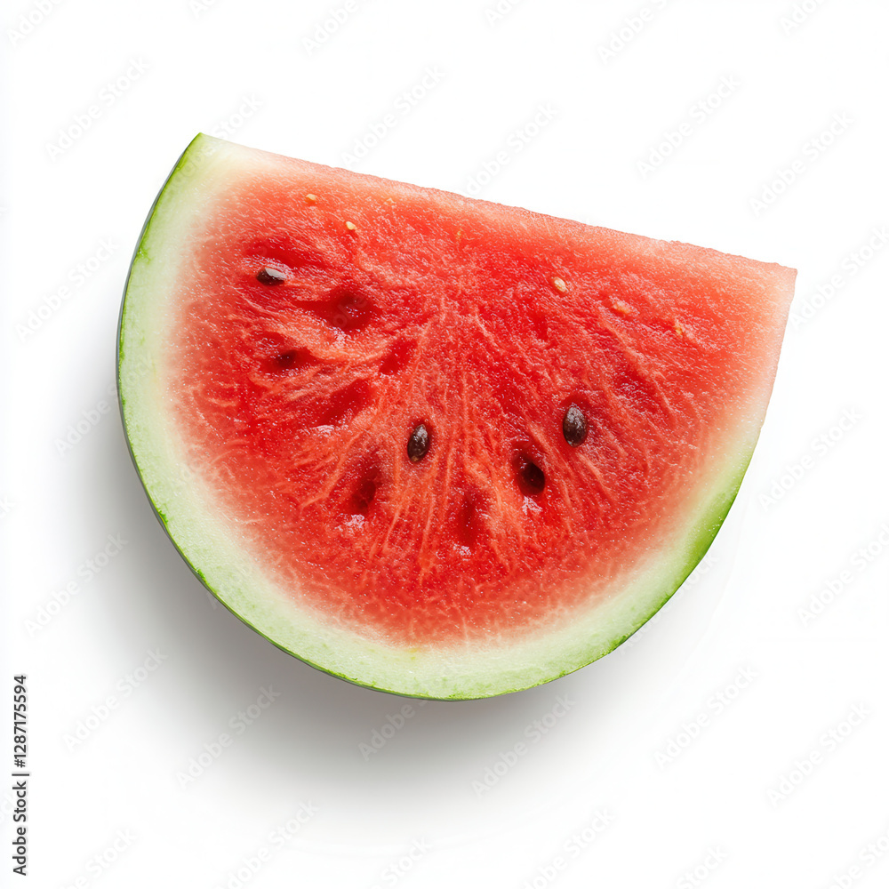 Bright Red Watermelon Slice on White Background Bright Red Watermelon Slice on White Background