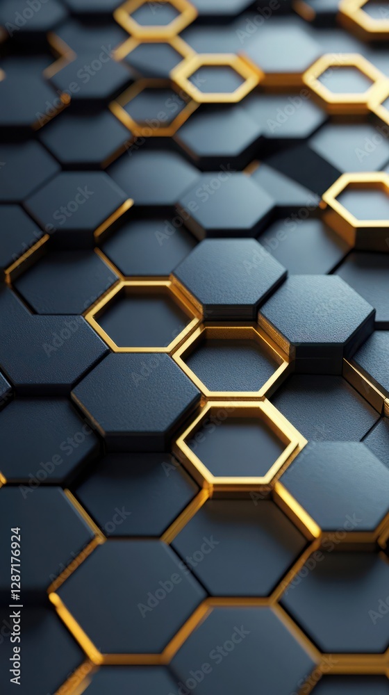 Modern Black and Gold Hexagonal Abstract Pattern Modern Black and Gold Hexagonal Abstract Pattern
