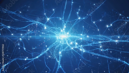 Abstract Illustration of Electric Blue Neural Connections and Energy