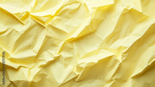 Wrinkled yellow paper texture for creative design and background concepts photo