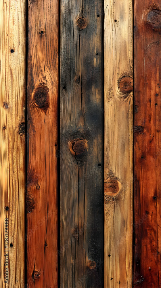 Naklejka premium Vertical Wooden Planks With Varied Tones