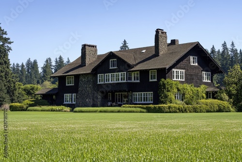 Wallpaper Mural Spacious historic mansion surrounded by lush greenery on a sunny day, showcasing elegant architecture and tranquil landscapes in a serene rural setting Torontodigital.ca