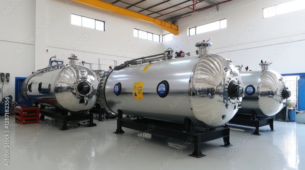 Obraz premium Industrial pressure vessels designed for gas separation and purification
