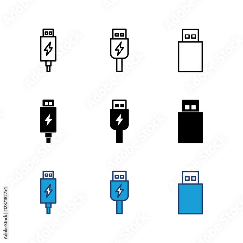 Usb icon set. Flash disk icon vector