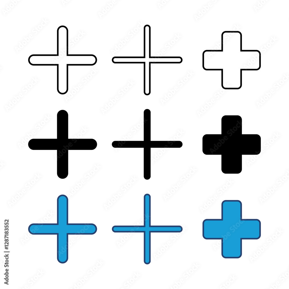 Obraz premium Plus Icon set. Add plus icon