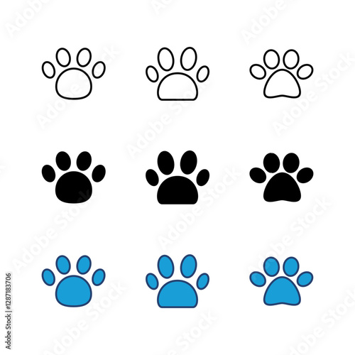 Paw icon set. paw print icon vector. dog or cat paw