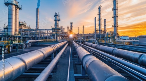 Wallpaper Mural Modern mineral processing facility with large pipelines and chemical tanks Torontodigital.ca