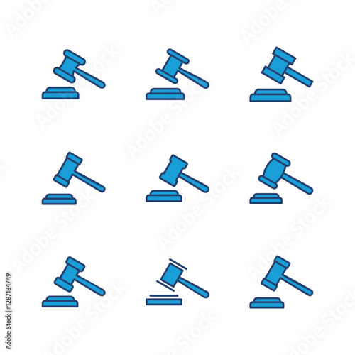 Gavel icon set. judge gavel icon vector. law icon vector. auction hammer