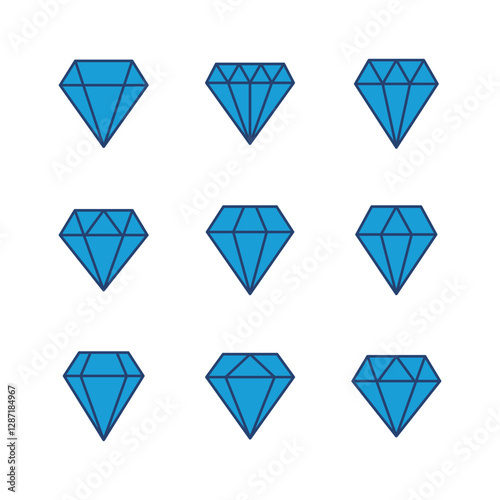 Diamond icon set. diamond gems vector icon.