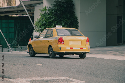 A yellow cab in a Panama City street