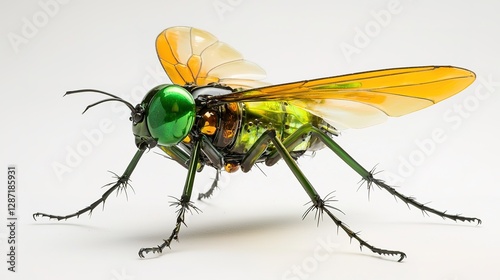 Wallpaper Mural Macro photography of a stunning metallic green bottle fly on white background Torontodigital.ca