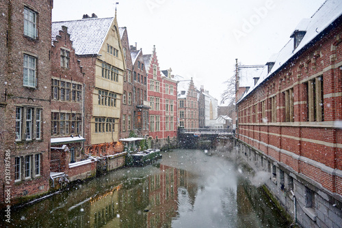 Ghent during snowfall  photo