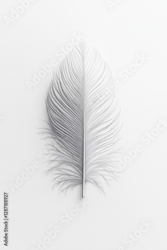 White feather isolated on white background	