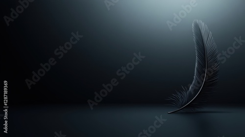 Dark feather standing in spotlight	