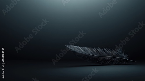 Dark feather standing in spotlight	