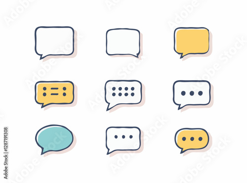 Vector speech bubble icons. Talking and discussion symbols for digital communication.