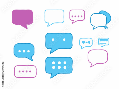 Vector speech bubble icons. Talking and discussion symbols for digital communication.