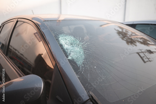 Accident Aftermath – The broken glass suggests the vehicle may have been involved in an accident