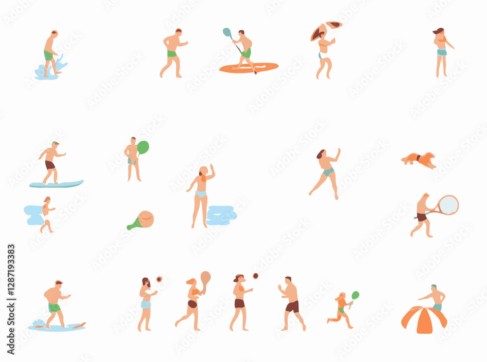 custom made wallpaper toronto digital15 beach sports icons for an active day at the beach. Surfing, paddleboarding, beach tennis, frisbee, and more outdoor activities.