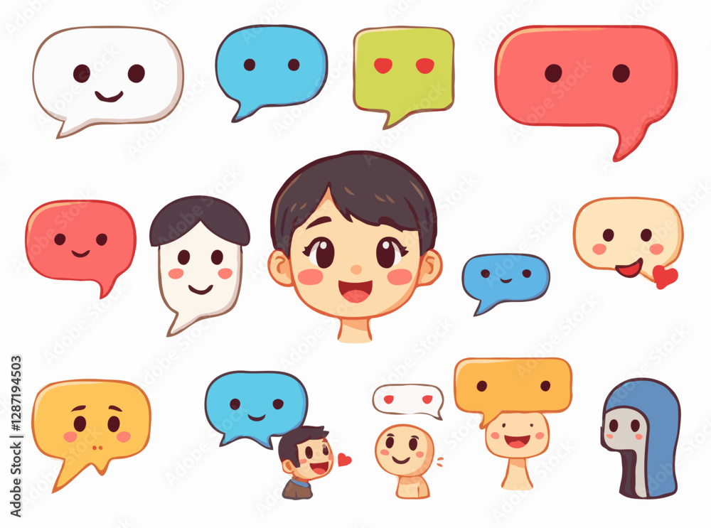 Fototapeta premium Vibrant 15 Communication Icons Set. Talking, Speech Bubble, Discussion Vector Collection