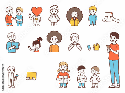 Volunteering outline icons pack. 15 charity and community service symbols. Nonprofit, donation, support, giving back.