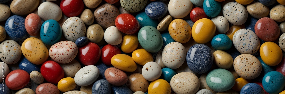 Natural Colorful River Pebbles Stone Collection Pattern Background