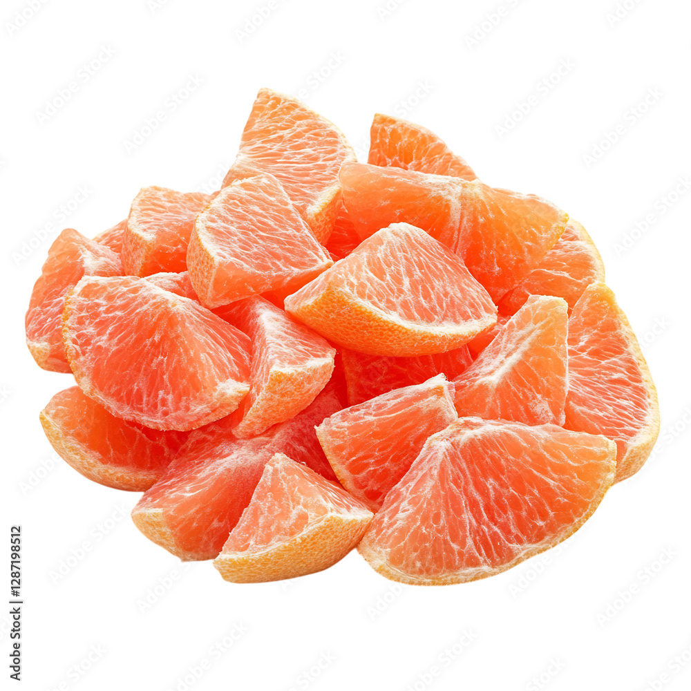 A Heap of Fresh Pink Grapefruit Segments Isolated on Transparent Background A Heap of Fresh Pink Grapefruit Segments Isolated on Transparent Background
