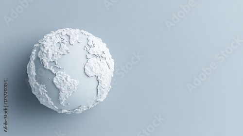 3D Earth globe on light background. Ideal for global awareness presentations or environmental concepts