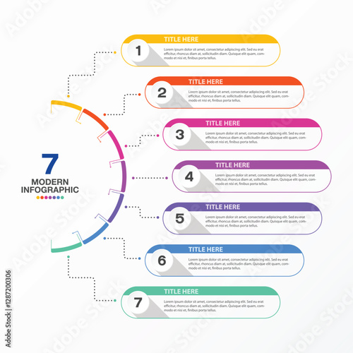 Half circle infographic, 7 step.