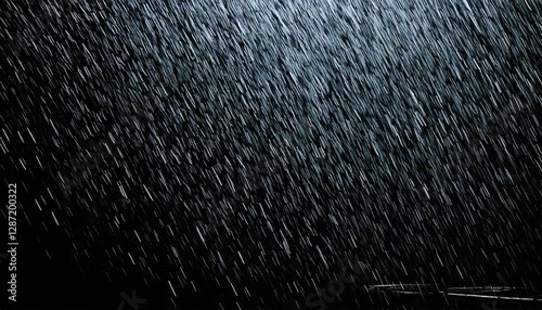 Heavy rain isolated on a black background. Rainy weather