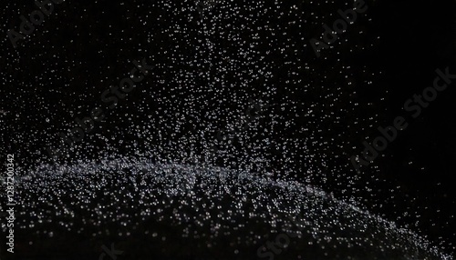 Close up shot of water particles isolated on a black background