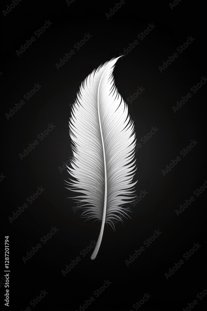 White feather isolated on black background White feather isolated on black background