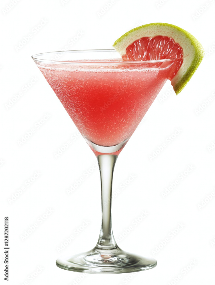 A grapefruit cocktail in a glass isolated on a white background. A grapefruit cocktail in a glass isolated on a white background.