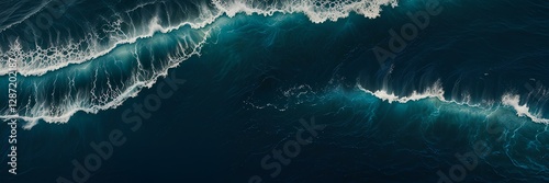 Tropical Deep Blue Ocean Waves Turquoise Water Seascape Background