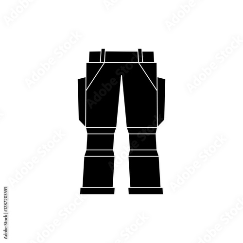 Tactical Military Pants icon in black fill silhouette vector illustration. Editable graphic resources for many purposes.