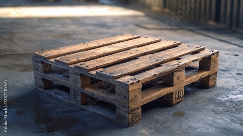 This model features a sturdy wooden pallet base combined with a metal wire cage for secure transportation and storage solutions. photo