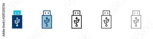 Usb icon vector isolated on white background. Flash disk icon vector