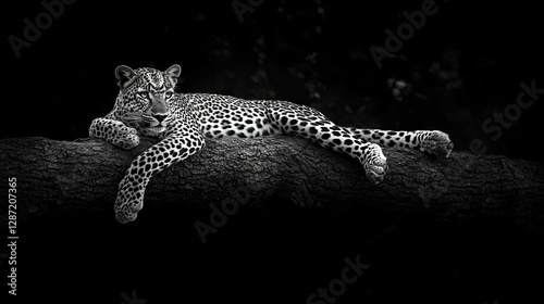 Leopard Resting Majestically On A Dark Tree Branch