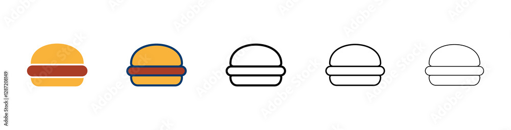 Fototapeta premium Hamburger icon vector isolated on white background. Burger and hamburger icon. Fast food vector icon