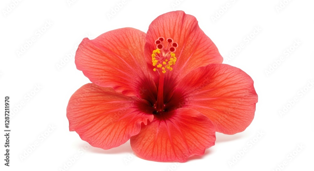Fototapeta premium Vibrant pink hibiscus flower isolated on white background
