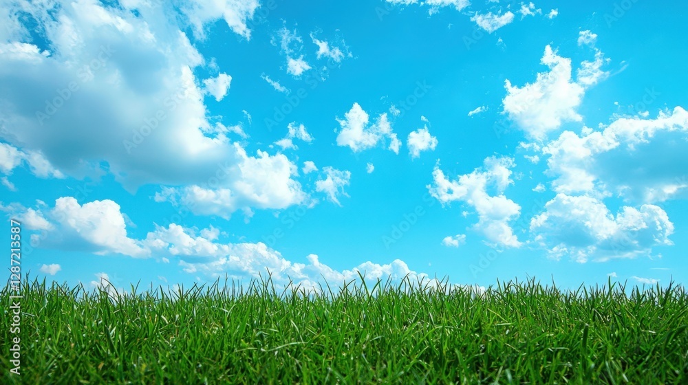 Beautiful Blue Sky Over Lush Green Grass Beautiful Blue Sky Over Lush Green Grass