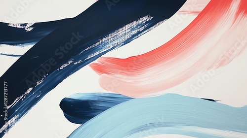 An abstract painting showcasing fluid brush strokes in vibrant colors on a white background.