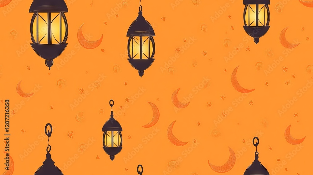 Islamic style design lantern for ramadan celebration background