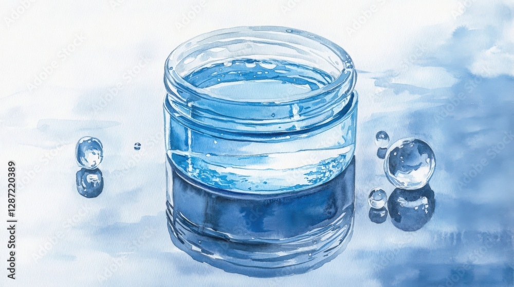 Vibrant Water Jar Illustration with Reflection Vibrant Water Jar Illustration with Reflection