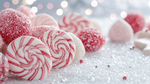 Assorted Christmas Candies on Glittery Surface photo