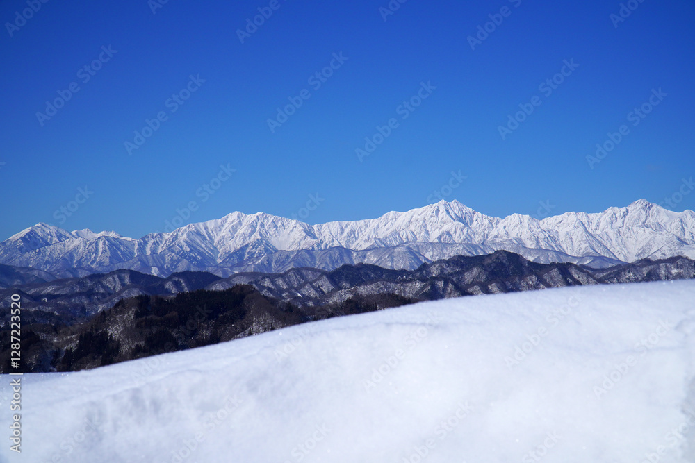 冬の小川村から眺めた北アルプス 冬の小川村から眺めた北アルプス