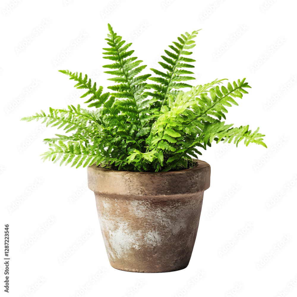 A Small Potted Fern with Soft Light Green Leaves Isolated on Transparent Background A Small Potted Fern with Soft Light Green Leaves Isolated on Transparent Background