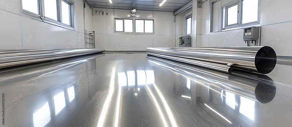 Obraz premium Polished Floor with Metal Pipes