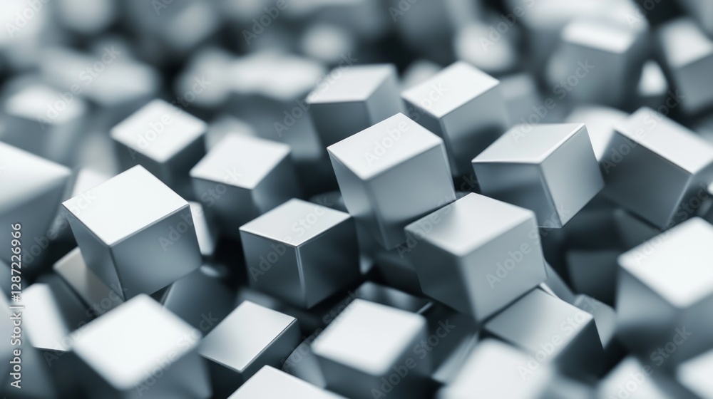 Abstract background of many metallic gray cubes, 3D rendering. Abstract background of many metallic gray cubes, 3D rendering.